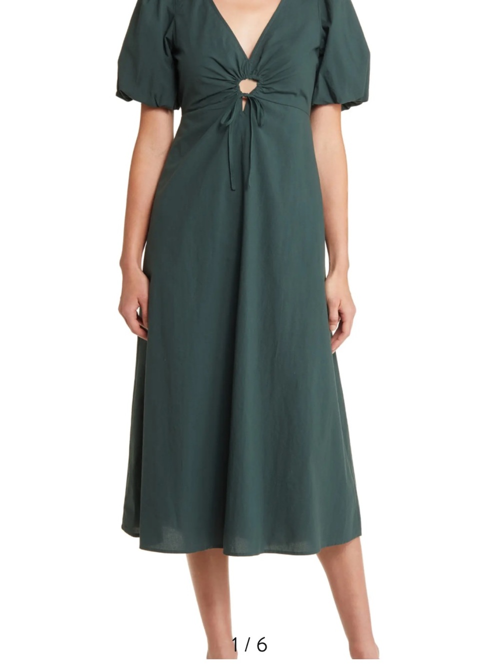 Madewell Poplin Cutout Puff-Sleeve Midi Dress